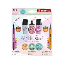 Stabilo Pastellove Mini Set 18'li 775 8 İnce Uçlu Keçeli Kalemler Özel Renkli Açık Gül