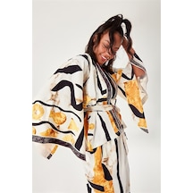 Batik Desenli Kimono Ekru