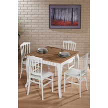 Miray Beyaz / Sirius Sabit Masa - 4 Sandalye 1 Masa / Salon - Mut