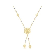 Diamond Line-Gülaylar - 3 Renkli Altın 14 Ayar Toplu Kolye N11.24652
