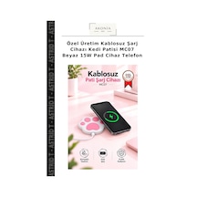 Özel Üretim Kablosuz Şarj Cihazı Kedi Patisi Mc07 Beyaz 15w Pad Cihaz Telefon
