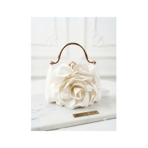 Famels Güllü Abiye Çanta Beyaz Nikah/düğün Ve Özel Model Taşlı Kulplu Abiye Çanta Kol/el Çantası İnci Taşlı Abiye Şık Çanta Beyaz