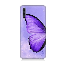 Samsung Galaxy A50 Uyumlu Mor Kelebek Desenli Silikon Kılıf