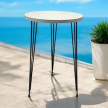 Zigon Sehpa Beyaz Metal Tel Ayak 37 Çap Beyaz - Atlantik Çam