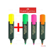Faber Castell Fosforlu Kalem Sarı Pembe Yeşil Turuncu 3+1 Çok Renkli
