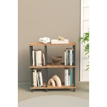 Mirada 3 Katlı Modern Kitaplık Dekoratif Çok Amaçlı Kitaplık Ve Organizer Çok Raflı Düzenleyici - Meşe Kahverengi