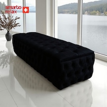 Smarto Relax Swiss Style Saas-fee Sandıklı Baby Face Puf, Kapitoneli Sandıklı, 100x45x45 Cm, Babyface Kaplama Dekoratif Puf Siyah