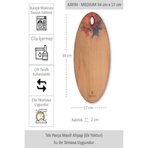 Yekpare Masif Ahşap Sunum Kesme Tahtası Desenli Kayın Medium 5