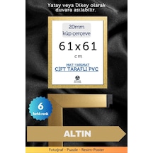Altın-20mm-61x61 Cm Mat Pvc Li Camsız Fotoğraf Puzzle Belge Çerçeve Yatay Dikey Asılabilme