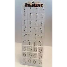 36 Adet Birden Karışık Desen Gümüş Renk Piercing Gümüş