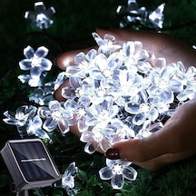 Çiçek Desenli Güneş Enerjili Bahçe Aydınlatma 30 Led Beyaz Işık