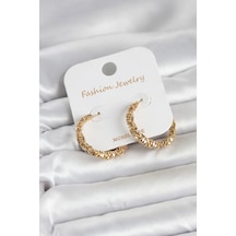 Mey İthalat Gold Renk Pirinç Tırtık Model Kadın Küpe altın