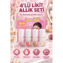 4 Lü Ruj Şekilli Likit Allık Seti Çok Renkli