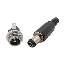 1 Takım Dc Şase 2,1Mm Metal Üstten Somunlu Ve Dc Jak Fiş 10 Takım