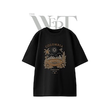 Thewert Colombia Arena Tasarım Baskılı Ünisex Siyah Oversize T-shirt