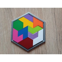 3d Baskı Altıgen Tangram Puzzle - Renkli Zeka Ve Eşleştirme Oyunu