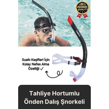 Yüksek Kalite Silikon Siyah Tahliye Hortumlu Deniz Havuz Önden Su Altı Eğitim Dalış Şnorkeli-1 Adet Çok Renkli