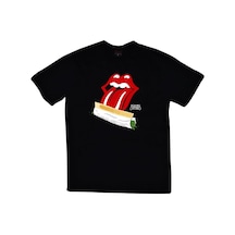 Stoned&Fame The Rolling Stones Baskılı Unisex %100 Pamuk Siyah T-shirt SIYAH