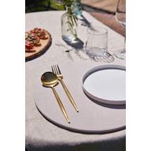 2'li Cream Duck Keten Supla Amerikan Servis Gri