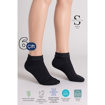 Socketta 6'lı Siyah Kadın Bambu Dikişsiz Esnek Patik Çorap - Premium Siyah
