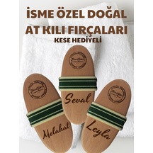 Beautysev İsme Özel Baskılı %100 Doğal At Kılı Selülit Fırçası Bez Çanta