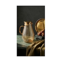 Modern Borosilikat Dilimli Cam Sürahi 1800 Ml Çay, Meyve Detoksu Ve Soğuk İçecekler İçin Şeffaf