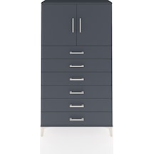 Arges Dolap 2 Raflı 6 Çekmeceli 2 Kapaklı 88x30x163 Antrasit-... Antrasit