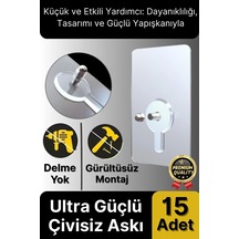 Süper Sağlam İz Bırakmaz Çerçeve Tablo Banyo Mutfak Ultra Güçlü Yapışkanlı Çivisiz Askı 15 Adet Çok Renkli