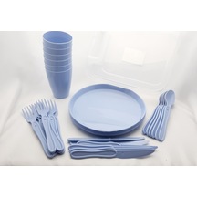 Mavi Renk 31 Parça Plastik Çok Kullanışlı Piknik Seti