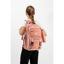 Ventis Unisex Kalemlikli Okul Çantası Lise Ortaokul 2'li Set Sırt Çantası 43 30 Cm Çok Cepli Vnt7-a Turuncu