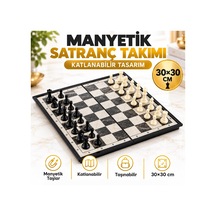 Manyetik Katlanabilir Satranç Takımı 30x30cm Taşınabilir Seyahat Okul Hobi Oyunu Satranç Seti Hediye