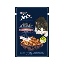 4 Adet Felix Lezzetli Et Dilimleri Somonlu Yaş Kedi Maması 80 Gr