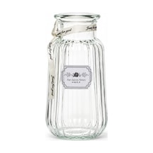 04286 Çizgili Cam Vazo 1300 Ml Kurdele Detaylı Şeffaf Vazosu 22 Cm Çok Renkli