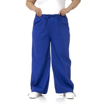 Büyük Beden Geniş Paça Bağlama Detaylı Gabardin Saks Mavi Pantolon 001