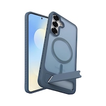 Frost-stand Samsung Galaxy S25 Fe İçin Kılıf Yatay Stantlı Manyetik Magsafe İle Uyumlu S25 Fe Koruyucu Darbeye Dayanıklı Arkası Sert Ve Yarı Saydam Samsung S25 Fe Kılıf Mavi