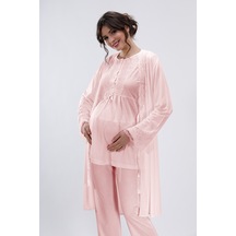 Lorians Pudra Hamile Ve Lohusa Pijama Takımı 3'lü Set