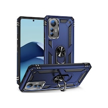 Xiaomi Mi 12 Lite Kılıf Kamera Koruyucu Manyetik Standlı Tank Koruma Pazarplus Mavi