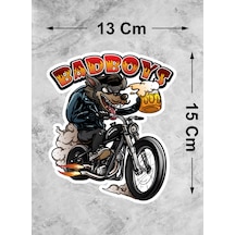 Bad Boys Motorcu Kurt Sticker Çılgın Motorcu Kurt Köpek Araba Oto Motosiklet Kask Pc Laptop Sticker - 00317 15x13 Cm