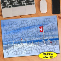 İsviçre Karlı Doğa Manzarası 240 Parça Puzzle Yapboz-56185074