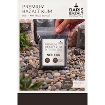 Premium Bazalt Kum 3 Kg 0.8-1 Mm Siyah Akvaryum Kumu Bahçe Saksı Teraryum Dekoratif Kum