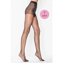 6 Adet Parlak Fit 15 Likralı Külotlu Çorap Siyah Çok Renkli