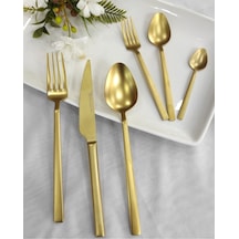 89 Parça Stayle Mat Gold Titanyum Çatal  Kaşık Bıçak Servis Seti Gold