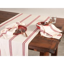 Chantilly Kırmızı Çizgili Pamuk Runner 50x150cm Çok Renkli