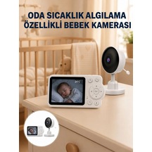 Sıcaklık Sensörlü Güvenli Bebek Kamerası İki Yönlü Ses Yeni Nesil Beyaz