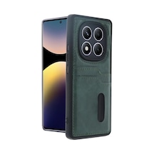 Newface Xiaomi Redmi Note 14 Pro 5g Kılıf Sara Kartvizitli Deri Kılıf - Koyu Yeşil