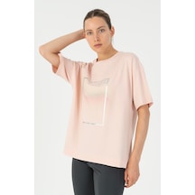 Maraton Comfort Kadın Bisiklet Yaka Pudra T-shirt Pudra