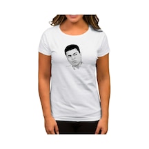 Muhammed Ali Drawing Beyaz Kadın Tişört Beyaz