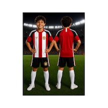 Yenteks Çocuk Halı Saha Futbol Forması Seti Kırımızı-beyaz1 Forma+şort+çorap Kırmızı Kırmızı
