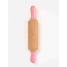 Childgen Doğal Ahşap Merdane - Pastel Pembe Çok  Renkli