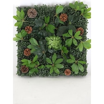 Yapay Çiçek Deposu Yapay Dikey Bitki Hazır Duvar Paneli 55 Cm X 55 Cm Model 13